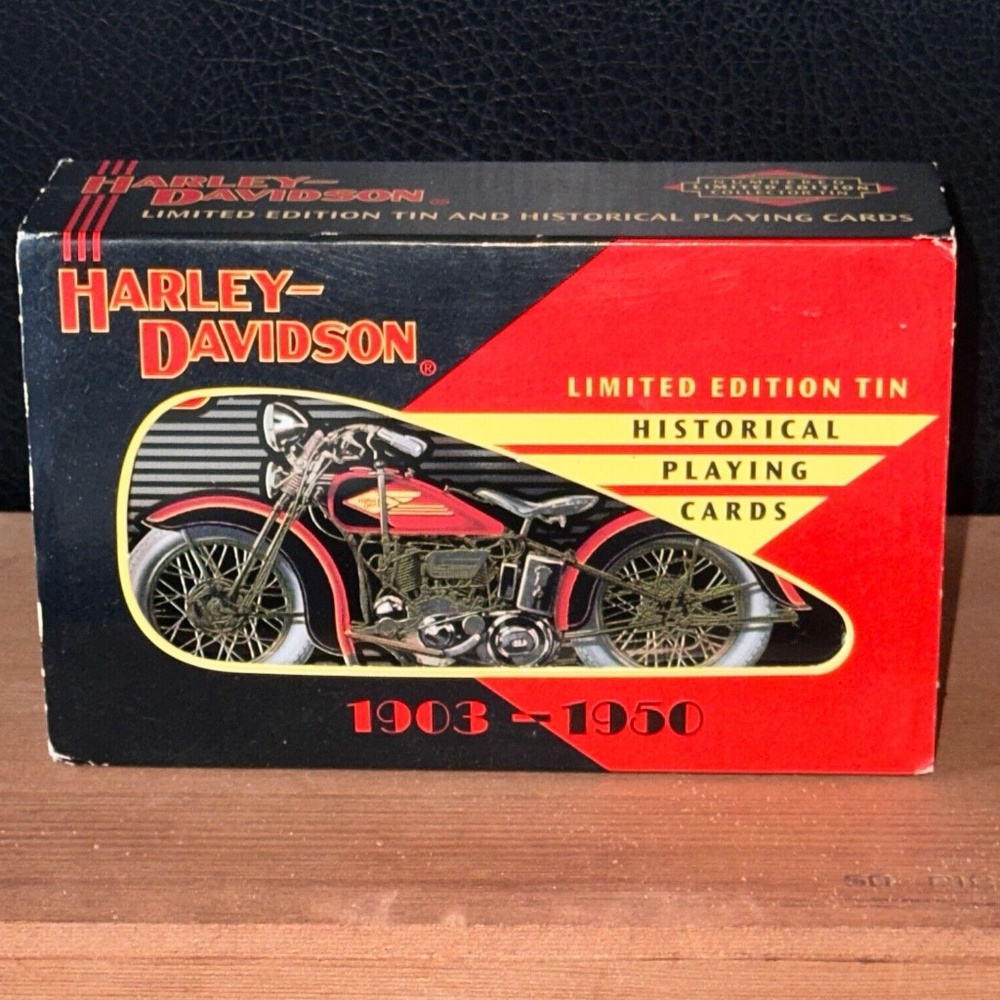 Harley Davidson Limited Edition Tin & Historical Playing Cards 1903-1950